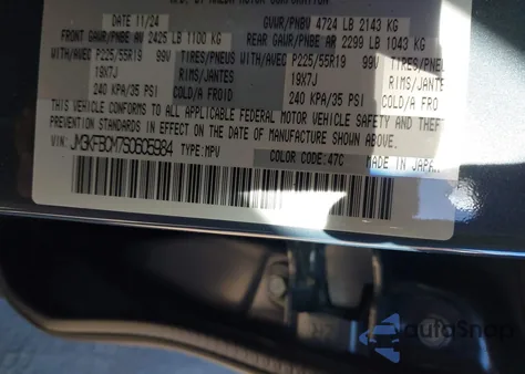 2025 Mazda Cx-5 2.5 S Carbon Edition from USA, damaged, VIN JM3KFBCM7S0605984